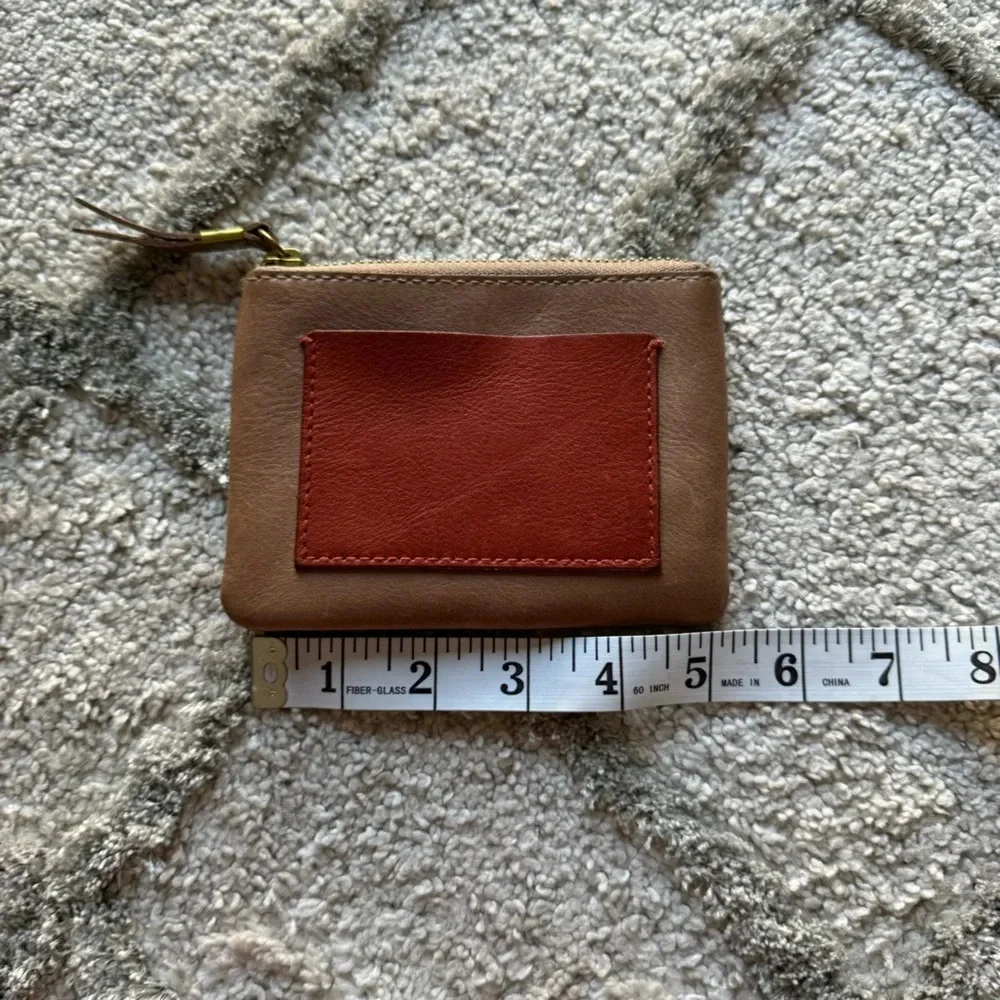 Madewell The Leather Pocket Pouch Wallet Colorblock card holder brown tan